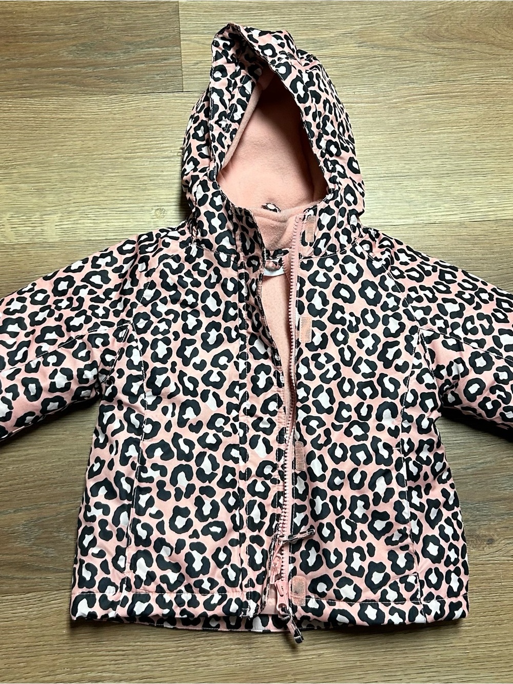 The Children's Place Pink Leopard Hooded Puffer Jacket